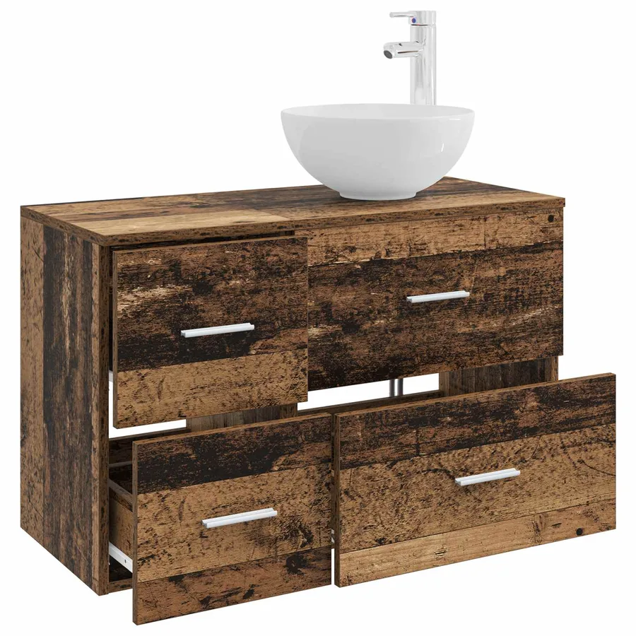 Ensemble de mobilier de salle de bain 2 pcs Bois ancien - 3