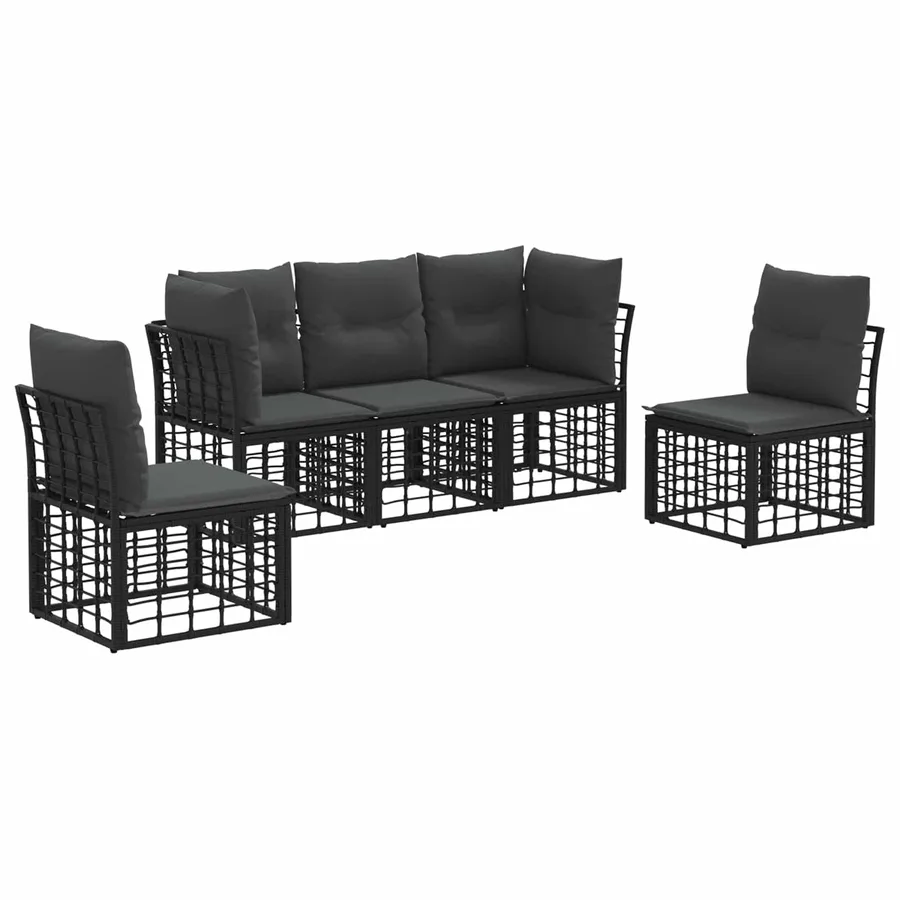 Ensemble de canapés d'extérieur Noir Polyester - 2