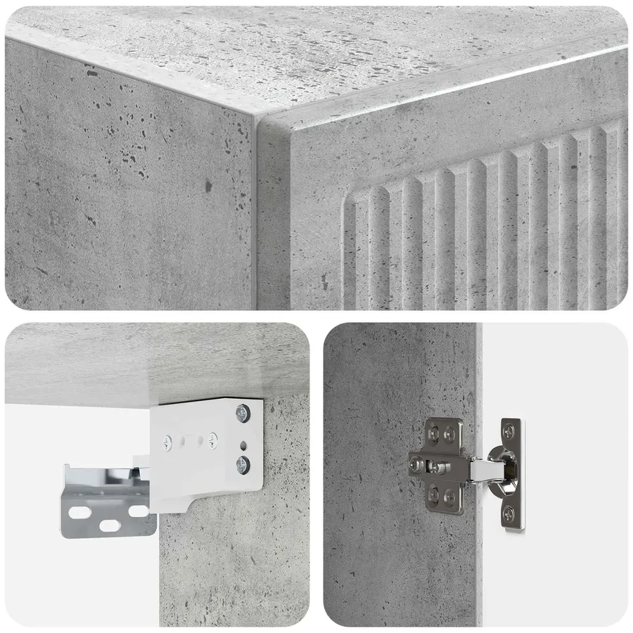Armoire Murale Gris béton 33 x 34,5 x 90 cm Bois d'ingénierie - 7