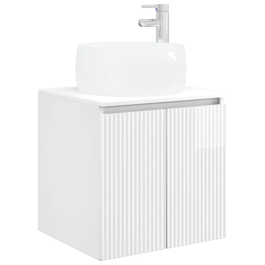 Vanité de lavabo mural Blanc brillant 49,5 x 44,5 x 66 cm - 2