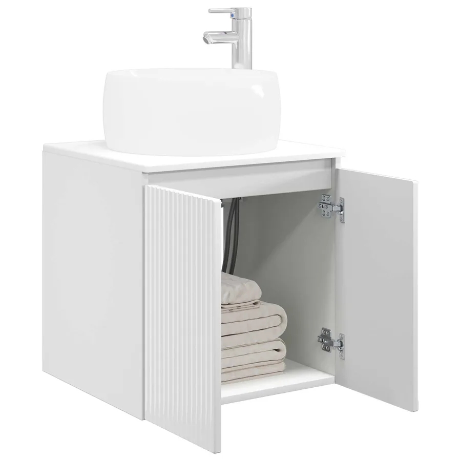Vanité de lavabo mural Blanc brillant 49,5 x 44,5 x 66 cm - 3
