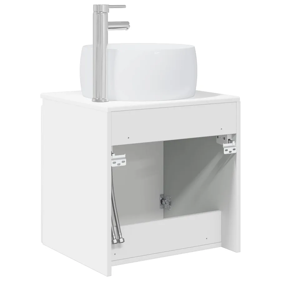 Vanité de lavabo mural Blanc brillant 49,5 x 44,5 x 66 cm - 5