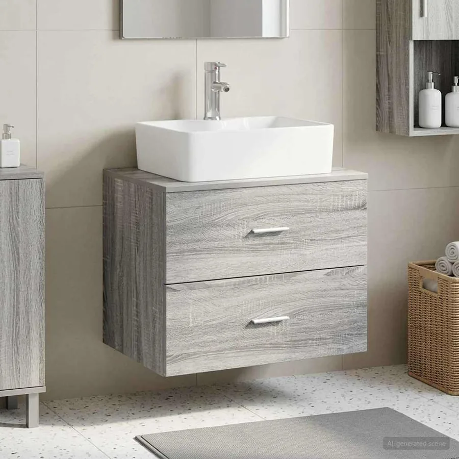 Meuble de Salle de Bain Suspendu Sonoma gris