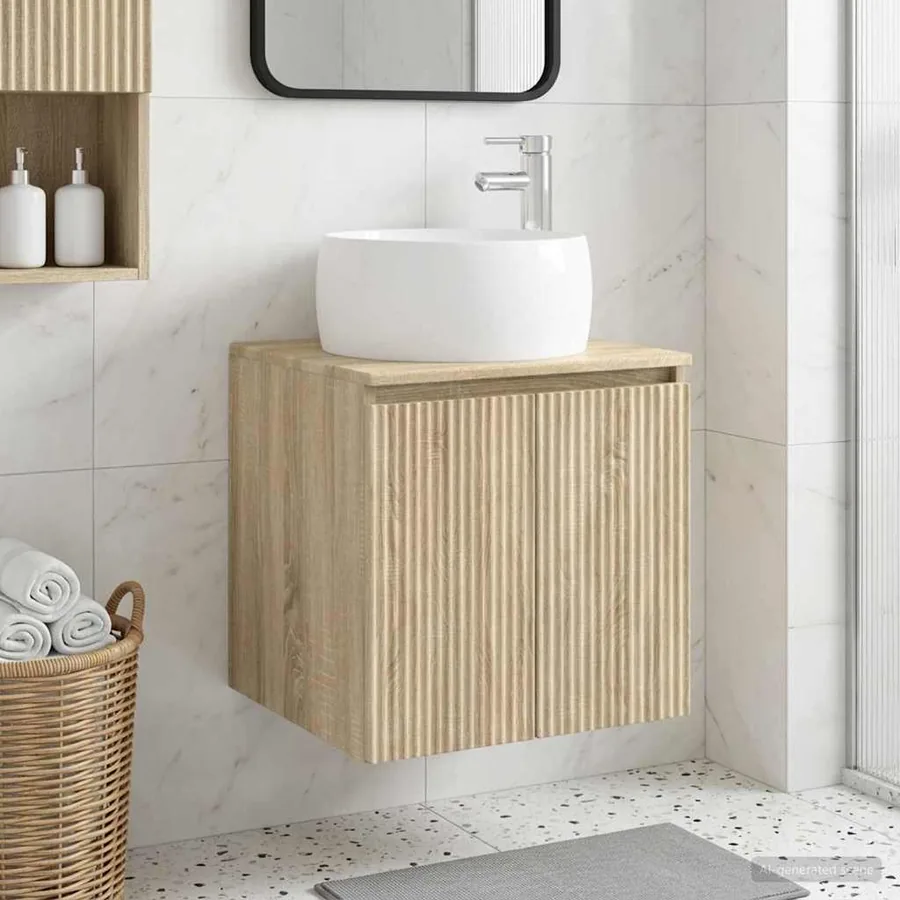Vanité de lavabo mural Chêne Sonoma 49,5 x 44,5 x 66 cm