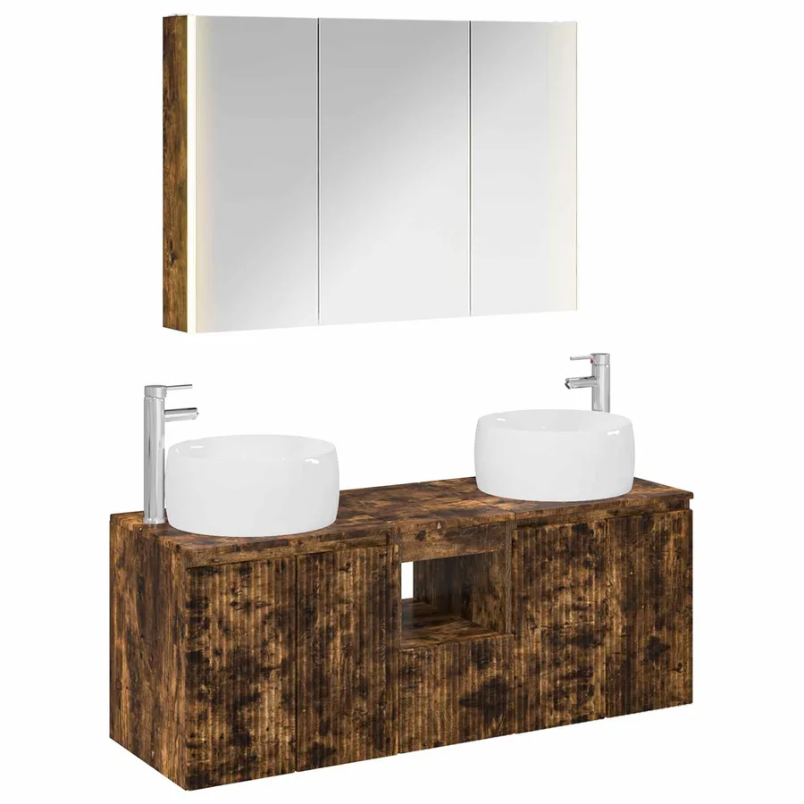 Ensemble d'armoire de salle de bain 4 pcs Chêne fumé - 2