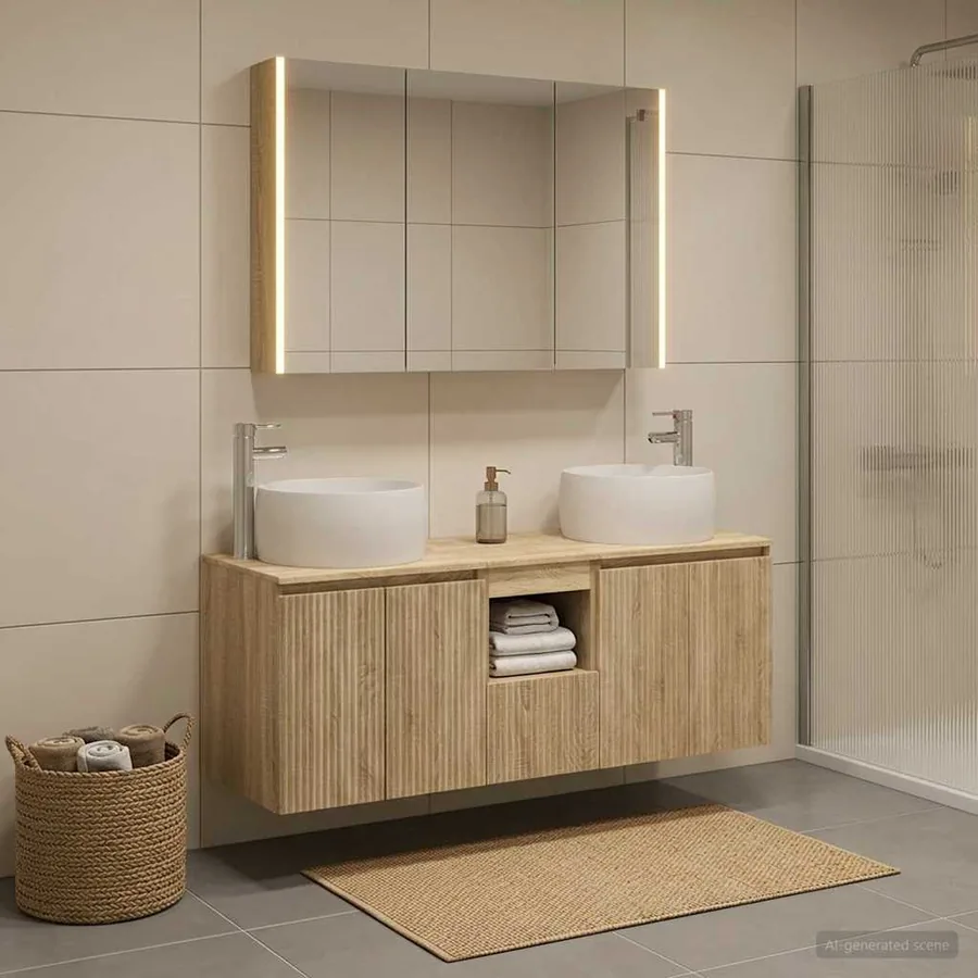 Ensemble d'armoire de salle de bain 4 pcs Chêne Sonoma
