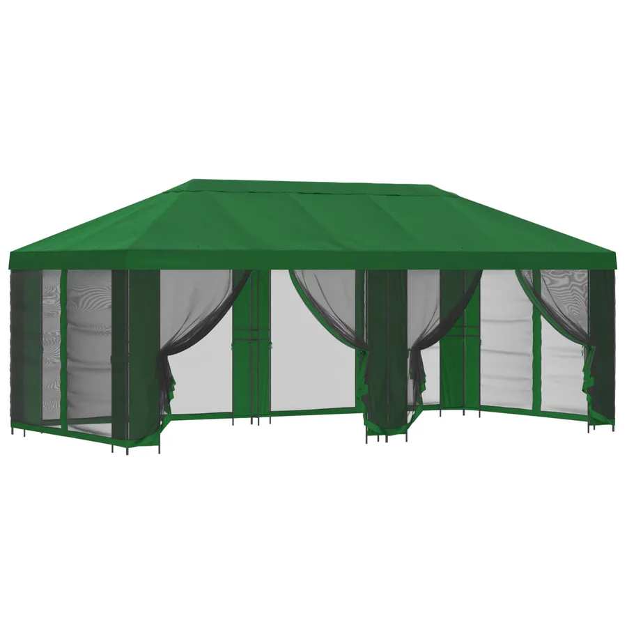 Gazebo avec murs latéraux 6 x 3 m Vert Polyester et Acier 190 - 2