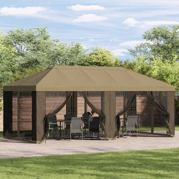 Housse de tonnelle avec murs latéraux Beige 600,5 x 300,5 cm