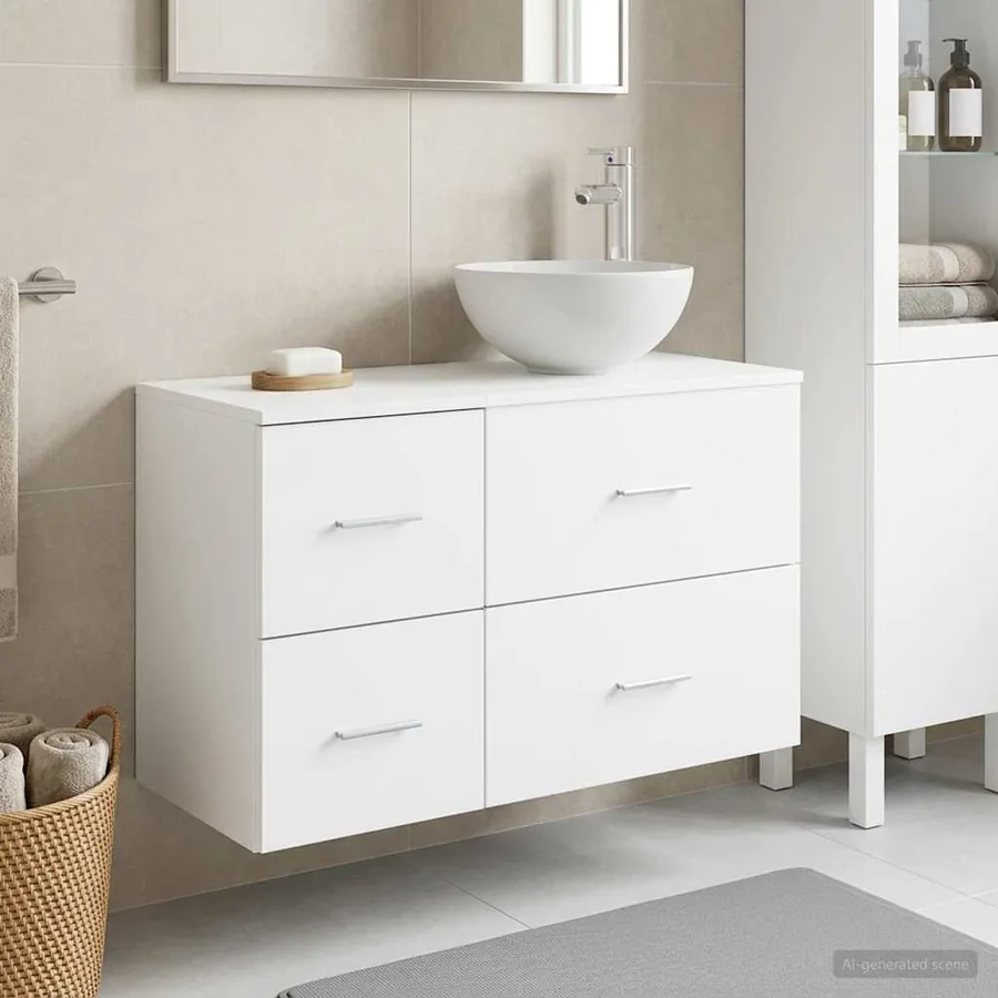 Ensemble de mobilier de salle de bain 2 pcs Blanc