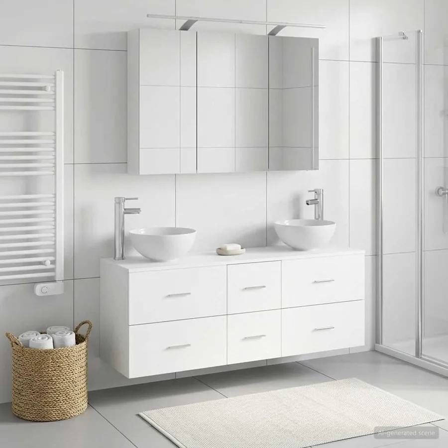 Ensemble de mobilier de salle de bain 4 pcs Blanc