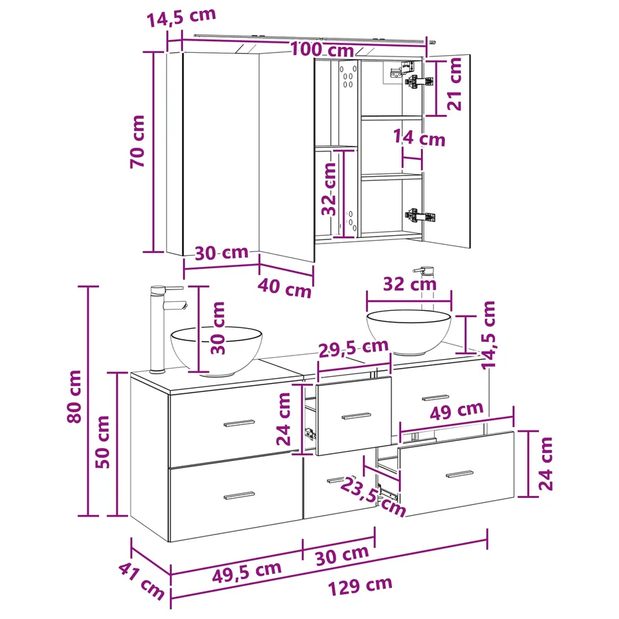 Ensemble de mobilier de salle de bain 4 pcs Blanc - 14
