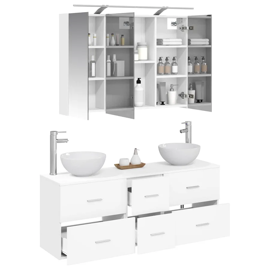 Ensemble de mobilier de salle de bain 4 pcs Blanc - 3