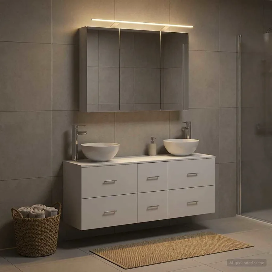 Ensemble de mobilier de salle de bain 4 pcs Blanc - 4
