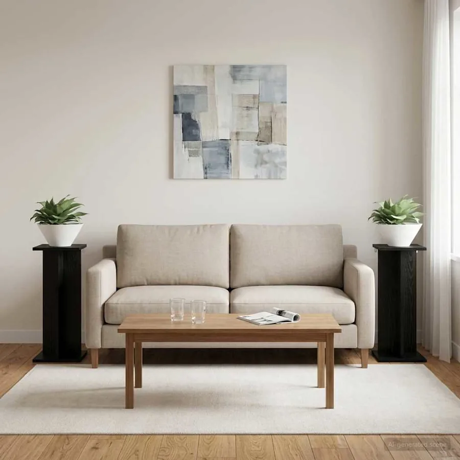 Support de Plante 2 pc Chêne Noir 25 x 25,5 x 60,5 cm