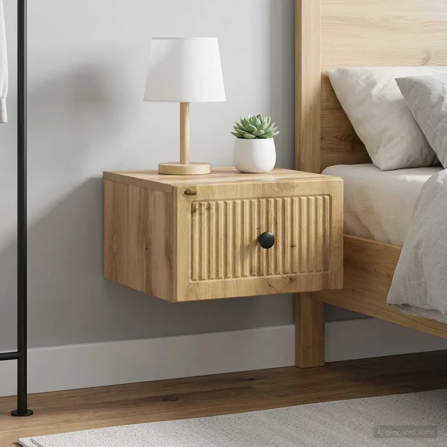 Cabinet de chevet mural 2 pc Chêne artisanal 33 x 34,5 x 20 cm