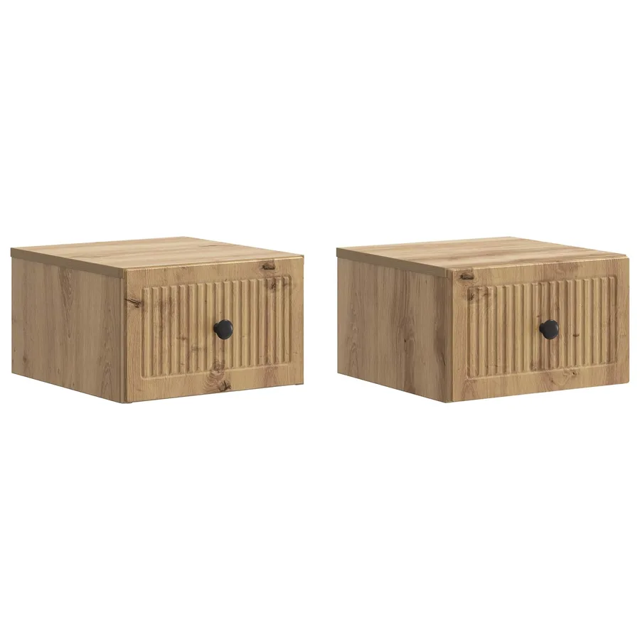 Cabinet de chevet mural 2 pc Chêne artisanal 33 x 34,5 x 20 cm - 2