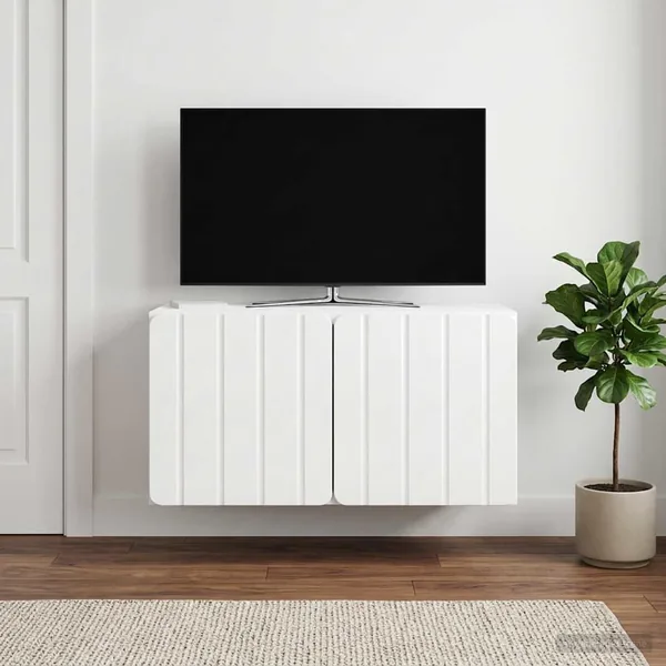Meuble TV mural 59,5 x 31 x 30 cm Blanc brillant
