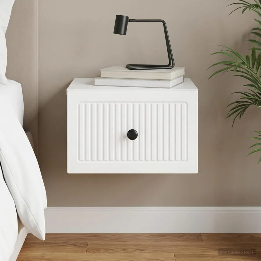 Cabinet de chevet mural avec tiroir Blanc 33 x 34,5 x 20 cm