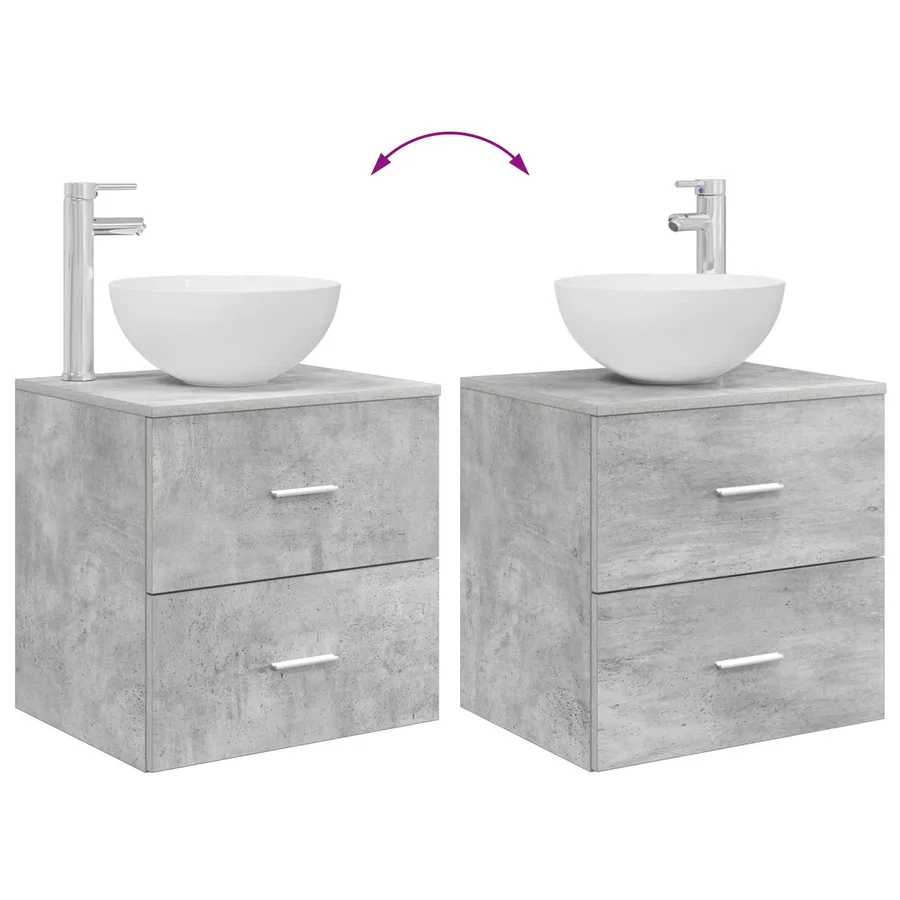 Ensemble de mobilier de salle de bain 4 pcs Gris béton - 13