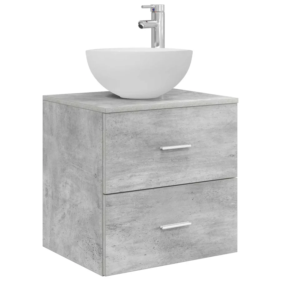 Ensemble de mobilier de salle de bain 4 pcs Gris béton - 5