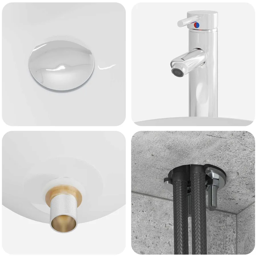 Ensemble de mobilier de salle de bain 4 pcs Gris béton - 8