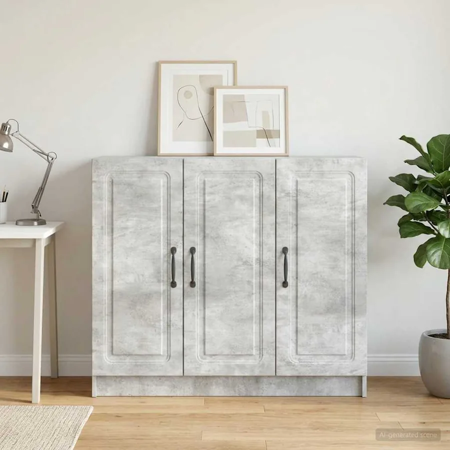 Buffet Gris béton 89 x 34,5 x 77 cm Bois d'ingénierie