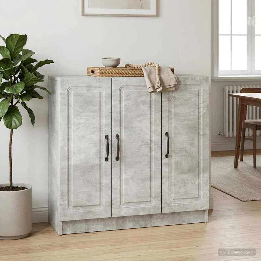 Buffet Gris béton 89 x 34,5 x 77 cm Bois d'ingénierie - 4
