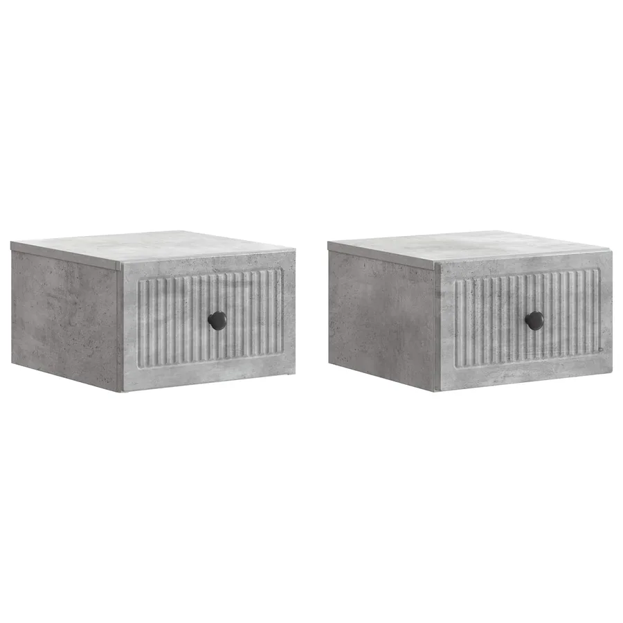 Cabinet de chevet mural 2 pcs Gris béton 33 x 34,5 x 20 cm - 2