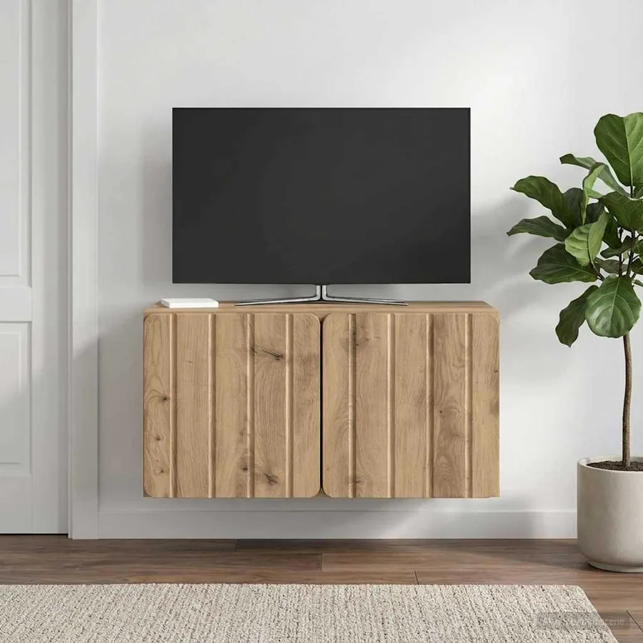 Meuble TV mural 59,5 x 31 x 30 cm Chêne artisanal