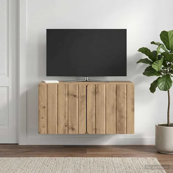 Meuble TV mural 59,5 x 31 x 30 cm Chêne artisanal