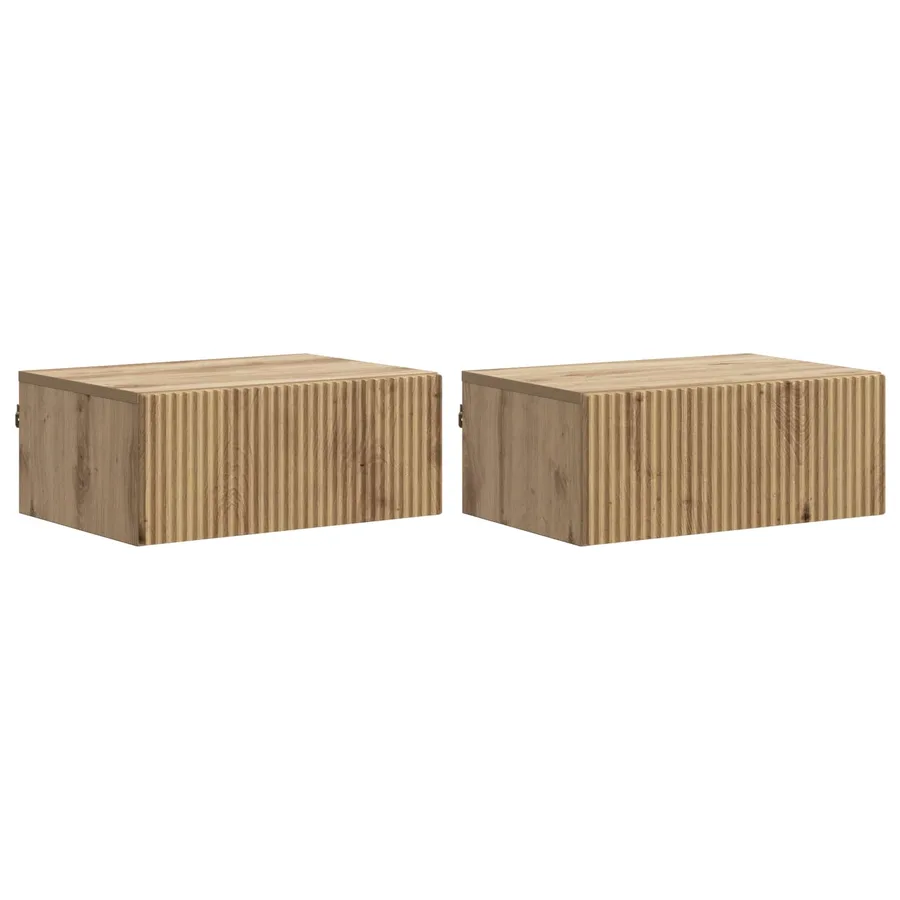 Cabinet de chevet mural 2 pc Chêne artisanal 49 x 34,5 x 20 cm - 2