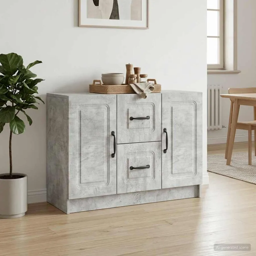 Buffet Gris béton 89 x 34,5 x 57 cm Bois d'ingénierie