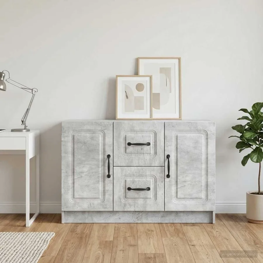 Buffet Gris béton 89 x 34,5 x 57 cm Bois d'ingénierie - 4