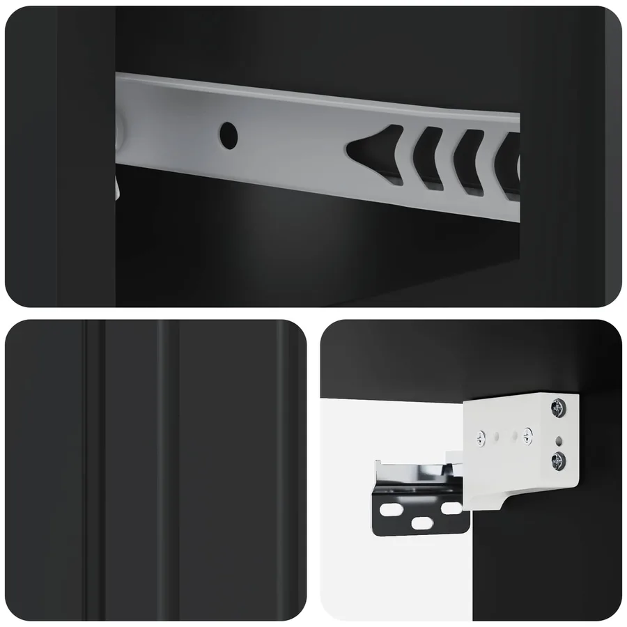 Cabinet de chevet mural 2 pcs Noir 49 x 34,5 x 24 cm - 10