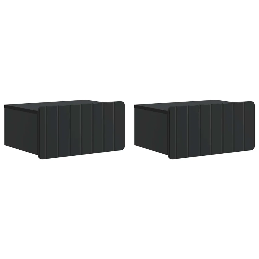 Cabinet de chevet mural 2 pcs Noir 49 x 34,5 x 24 cm - 2