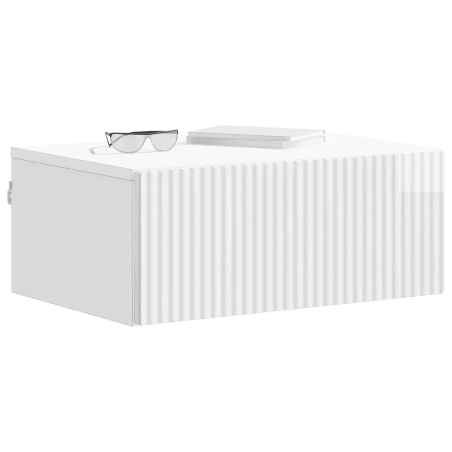 Cabinet de chevet mural Blanc brillant 49 x 34,5 x 20 cm - 3