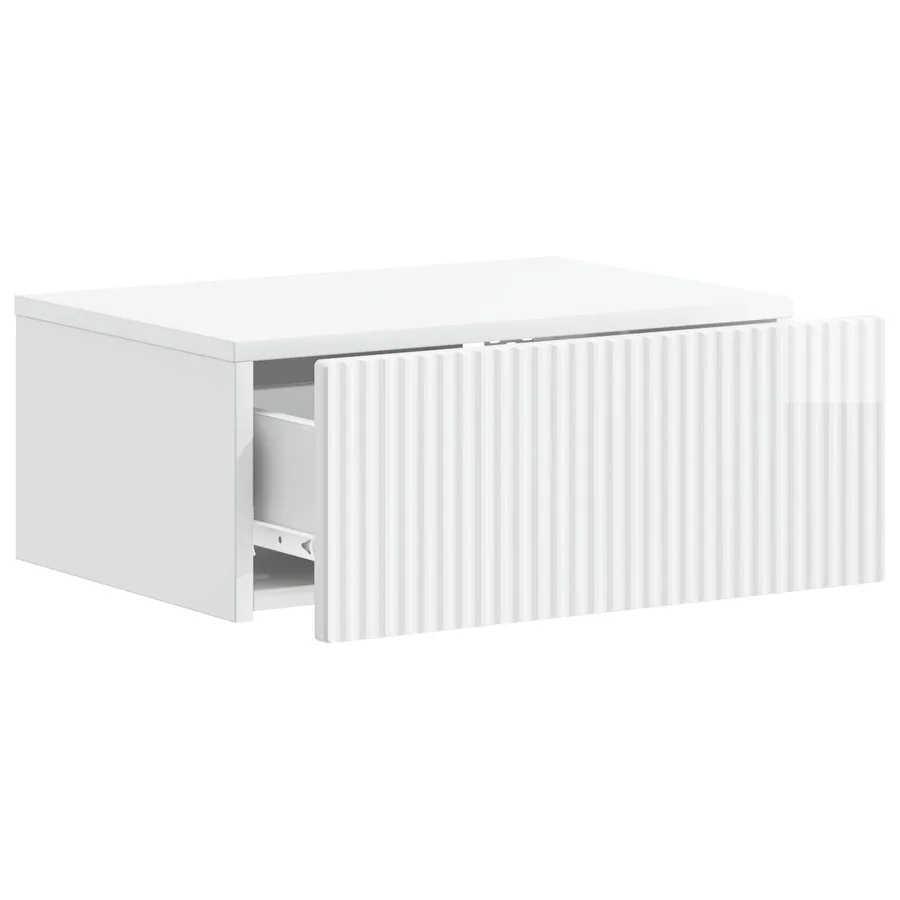 Cabinet de chevet mural Blanc brillant 49 x 34,5 x 20 cm - 4