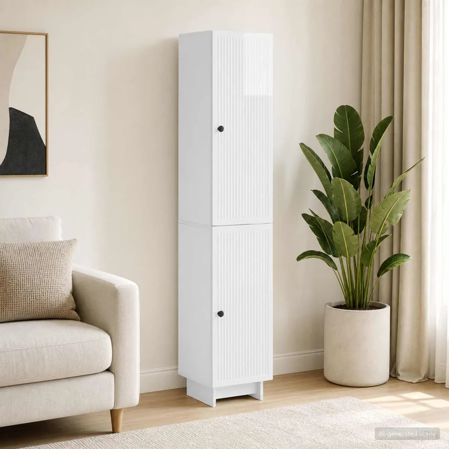 Ensemble de Meubles 2 pcs Blanc brillant 34,5 x 33 x 90 cm
