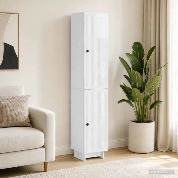 Ensemble de Meubles 2 pcs Blanc brillant 34,5 x 33 x 90 cm