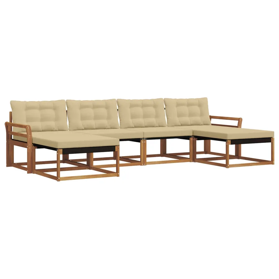 Ensemble de canapés d'extérieur 6 pcs Naturel et Beige - 2