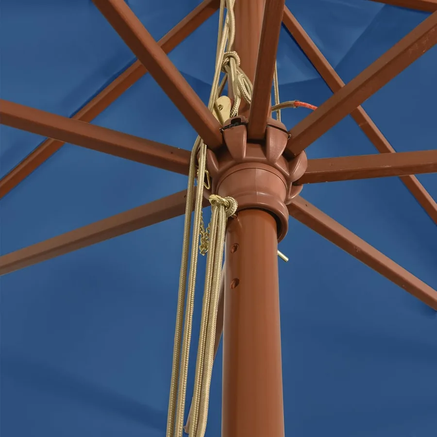 Parasol de jardin avec mât en bois bleu azuré 400x273 cm - 6