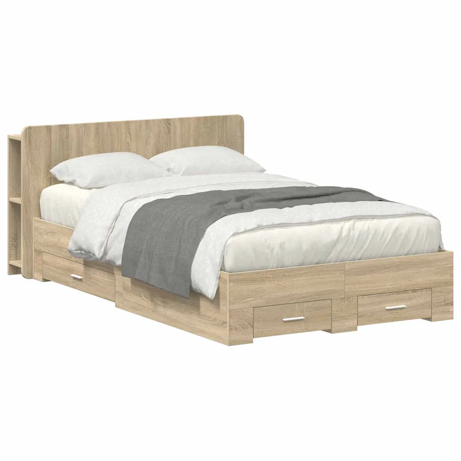 Cadre de lit avec rangement Chêne Sonoma 120 x 190 cm