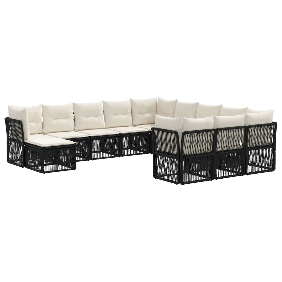 Ensemble de canapé de jardin 12 pcs Noir polyrotin