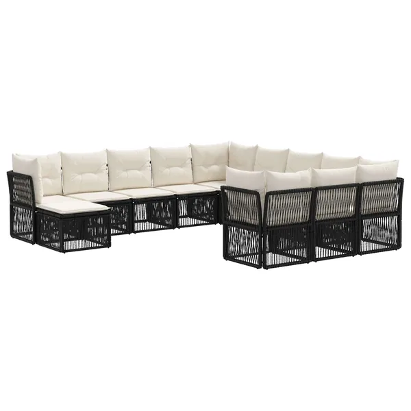 Ensemble de canapé de jardin 12 pcs Noir polyrotin