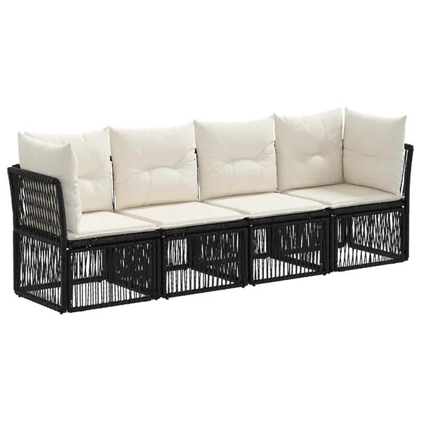 Ensemble de canapé de jardin 4 pcs Noir polyrotin