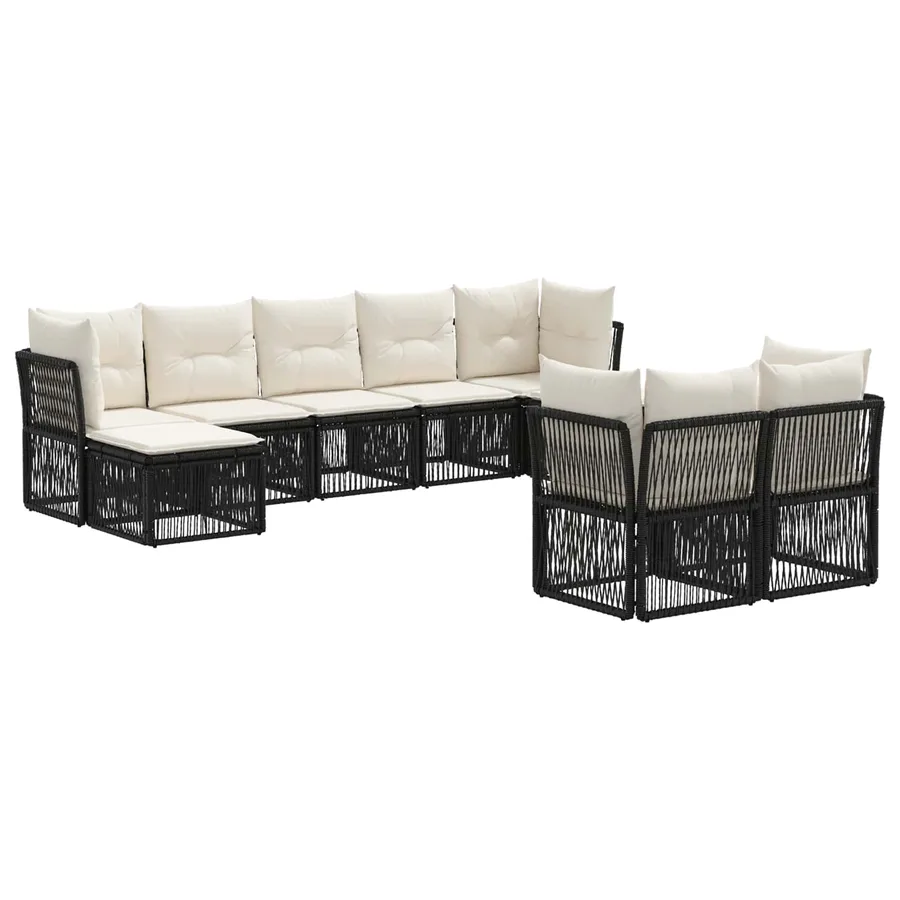 Ensemble de canapé de jardin 9 pcs Noir polyrotin - 2