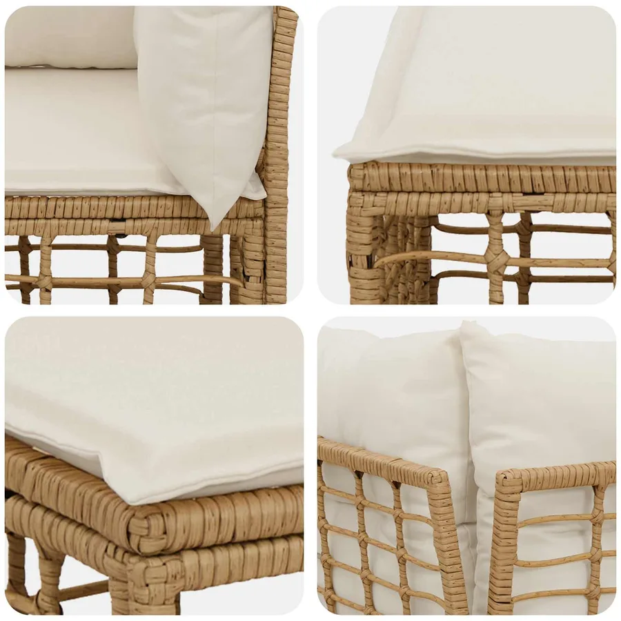 Unité de canapé d'angle modulable pour extérieur Naturel - 6
