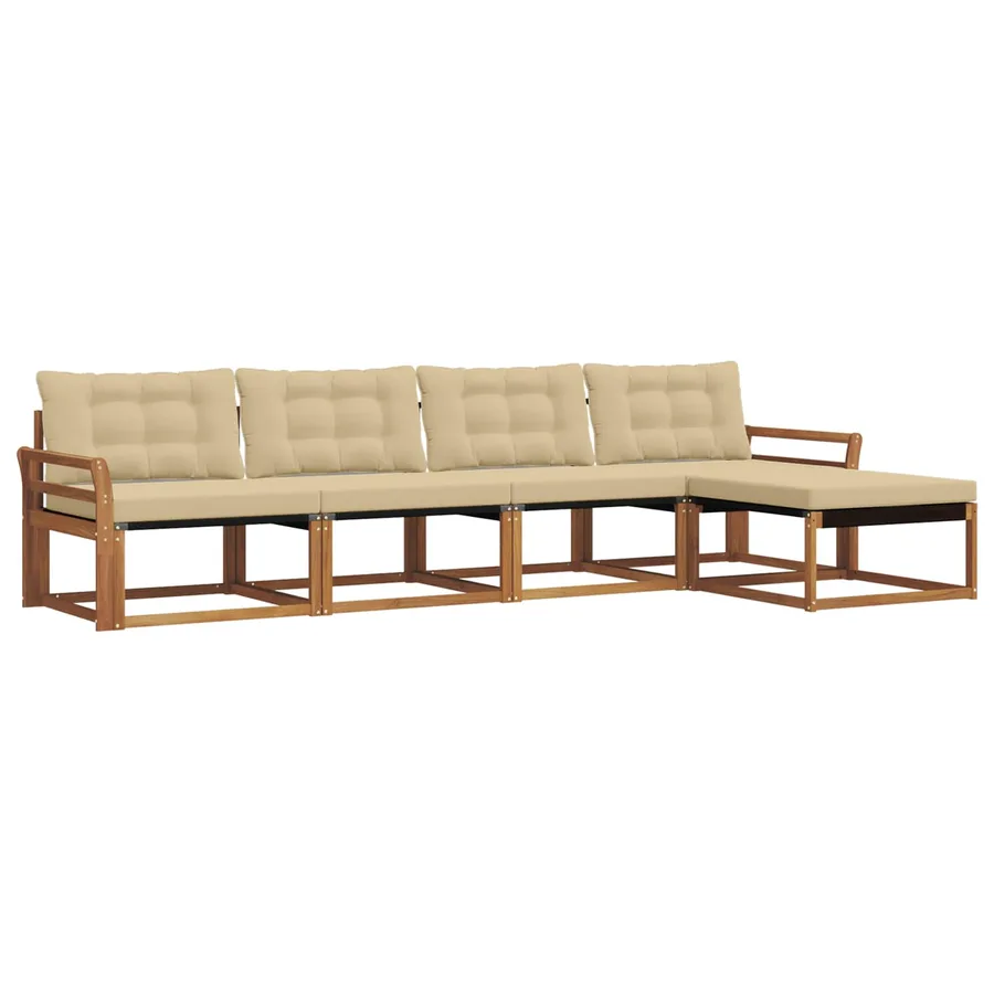 Ensemble de canapés d'extérieur 5 pcs Naturel et Beige - 2
