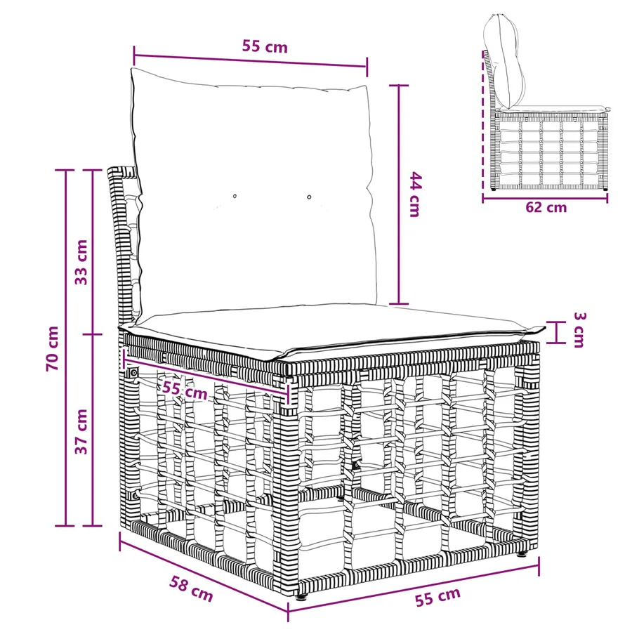Unité de canapé sans accoudoir modulable pour extérieur Naturel - 9
