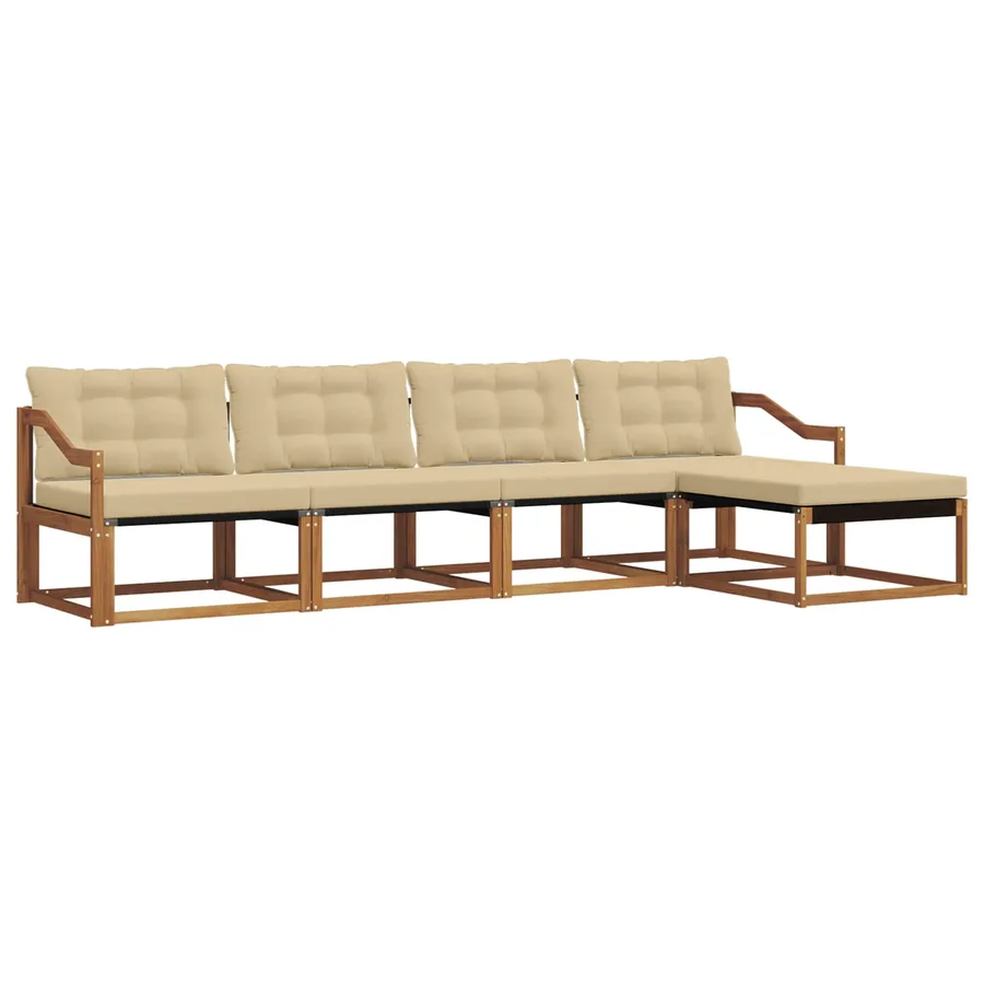 Ensemble de canapés d'extérieur 5 pcs Naturel et Beige - 2